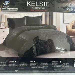 Kelsie Collection Black Velvet Duvet Cover Set